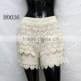 Fashion White Lace Floral Cotton Crochet Lace Shorts thumbnail-1