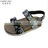 2016 New Style Women Cork Slipper Sandals Style Black Ground Has Printed With Hasps Fashion Cork Slipper