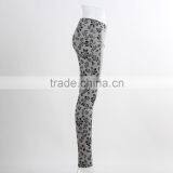 F5W31069 Women Flower Print Two Front Zippers Leggings thumbnail-2