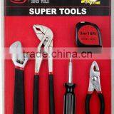 6'' Slip Joint Plier 9''water Pump Plier 8'' Adjustable Wrench 4-in-1 Screwdriver 3M Measure Tape