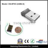 Straight Mini USB Bluetooth Dongle Usb 2.0/3.0/4.0/CSR4.0 (OS-BT03) thumbnail-1