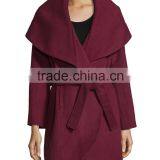 OEM Wholesale Hi-end Fall Winter New Pant Coat Design Woman's Wool Coat thumbnail-5