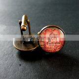 20mm Vintage Antiqued Bronze Portland Old Map Art Collage Glass Cabochon Round Cufflinks Fashion Wedding Cuff Links 6600043 thumbnail-3