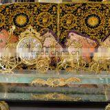 Royal Brass and Crystal Decorated Art Table Clock, Luxury Design 24K Gold Plated Table Clock, Empire Gold Gilt Table Clock thumbnail-6