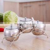 3 Pieces Stainless Steel Spice Jars Set With Rack thumbnail-5