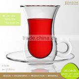 Party Drinkware Double Wall Clear Glass Mugs With Handle thumbnail-1