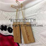 Natural Bamboo Garment Hand Tag For Clothing Engraved Wooden Hanger With Golden Pin High Quality Custom-Made Clothing Tag thumbnail-1