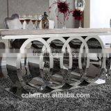 Audi Symbol Base Marble Top Dining Table Set/dining Table and Chairs With Stainless Steel Furniture and Restaurant Furniture thumbnail-2
