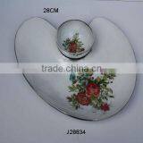 Cast Aluminiumchip and Dip Bowl With Enamel and Floral Patterns
