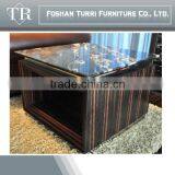 Square Travertine Marble Top Wooden Base Coffee Table thumbnail-2