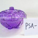 Flower Pattern Antique Glass Bowl With Lid thumbnail-3