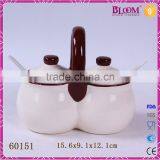 White Ceramic Decal Desgin Tableware Gravy Boat Set thumbnail-3