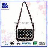 Valuable Leather Messenger Bag in Black With White Dot thumbnail-1