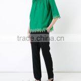 Unique Design Ladies Green Embroidered Blouses Customized thumbnail-3