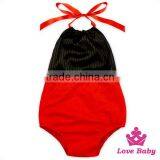 Wholesale Toddler Unisex Boutique Clothing Yellow And Red Halter Infant Newborn Baby Romper Blank Bodysuit thumbnail-3