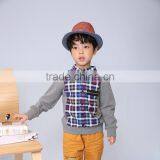 Latest Summer Soft Cotton Plaid Boys Long Sleeve Polo Shirt With Grey Collar Children Clothing thumbnail-4