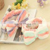 Hot Selling Candy Color Elastic Bow Velvet Elastic Shower Headbands thumbnail-1