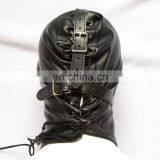 Sex Bondage Hood, Full Head PU Leather Mask With Ball Gag Sexy Adult Novelty Product thumbnail-4