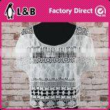Fashion Cotton Emboridered Blouse Crochet Hollow Blouse With Flower thumbnail-2