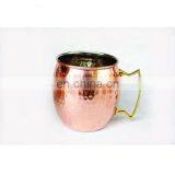 Hammered Copper Beer Mug With Brass Handle thumbnail-4