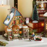 Lundberg Foods Christmas in the CityChristmas Church House With LED Lights Coffee Shop Musical Ski Scene With Polyresin Christmas House Decoration thumbnail-3