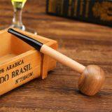 140mm Length Wooden Resin Short Tobacco Pipe With Popeye Solid Wood Head for Smoking thumbnail-5