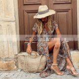 Hot Sale Vacation Summer Bohemian Style V-neck Floral Dress thumbnail-6