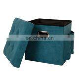 Modern Velvet Fabric Small Footstool Big Velvet Ottoman Storage Ottoman thumbnail-3
