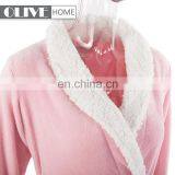 Latest Fashion Pink 100 Cotton Terry Sherpa Coral Fleece Wholesale Bathrobe For Hotel thumbnail-2