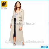 Military style long trench cashmerefitted coat for woman
