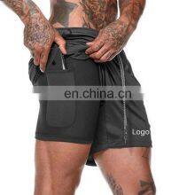 2021 Cheap Men Custom Running Breathable Comfortabled Grey Shorts With Mobile Phone Pocket thumbnail-2
