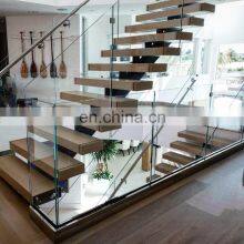 Powder Coated Steel Mono Stringer Stairs Solid Wood Tread Staircase thumbnail-1