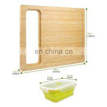 Bamboo Cutting Board With 4 Collapsible Silicone Food Storage Containers thumbnail-2