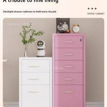 Wholesale Metal Rolling Storage Cart | With 5 Drawers for Office Organization | Narrow Mobile Cabinet on Wheels for Home Use thumbnail-2