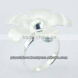 Delicate Brushed Silver Plated Sterling Silver Flower Ring thumbnail-1