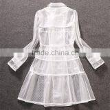 Unique Brands Designs Fashion 2014 Hot Selling Sexy Lace Turn-down Collar Double Breasted Thin Coat for Trendy Women C17281 thumbnail-4