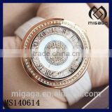 fashion soft cowhide strap cz stone dial quartz watch*beautiful cz stone leather watch for ladies