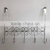 Over The Door 5 Hook Organizer Rack- Chrome