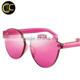 2016 Wholesale Rimless Sunglasses Women Brand Designer Cat Eye Shades Round Sun Glasses Eyewear Integrated Lens UV400 CC0566 Quality Choice thumbnail-2