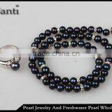 Black pearl price freshwater pearl necklace ring set in bulk zhuji