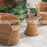 Amy USA Durable Natural rattan/wicker Outdoor chair and coffee table Synthetic Wicker Patio Furniture