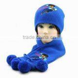 Adult Knit Hat and Scarf With Pom Pom