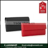 custom logo/material/color genuine leather ladies purse, handmade cowhide leather women wallet/clutch bag from Guangzhou