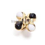 Hot Sale Flower Shape o Ring Gold Plated & Adjustable Ring With Stone thumbnail-2