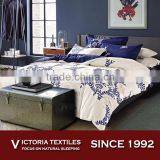 Luxury Luxurious Navy Floral Beige Background Comforter Bedding Bed Set Bed In A Bag Full Size thumbnail-1