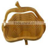 Large Flatware Pear Shaped Folding Bamboo Collapsing Wooden Hanging Bread Roll Basket thumbnail-3