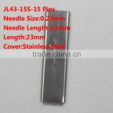 Stainless Steel Cover 15 Pins 1.5 mm Needle Length Microblade for Manual Eyebrow Tattoo