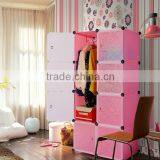 Muti Use Interlocking DIY Plastic Storage Cupboard Cabinet Unit With Hanging Clothes Rail (FH-AW0820-8)