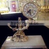 Cast Metal Clock With Marble Base, Deer Driving Cart Desk Clock/Mantle Clock thumbnail-5