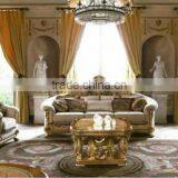 Royal Castle Glass Entertainmen Unit Inlaid Wood Veneer, Carved Wooden Living Room Furniture TV Cabinet Set thumbnail-2